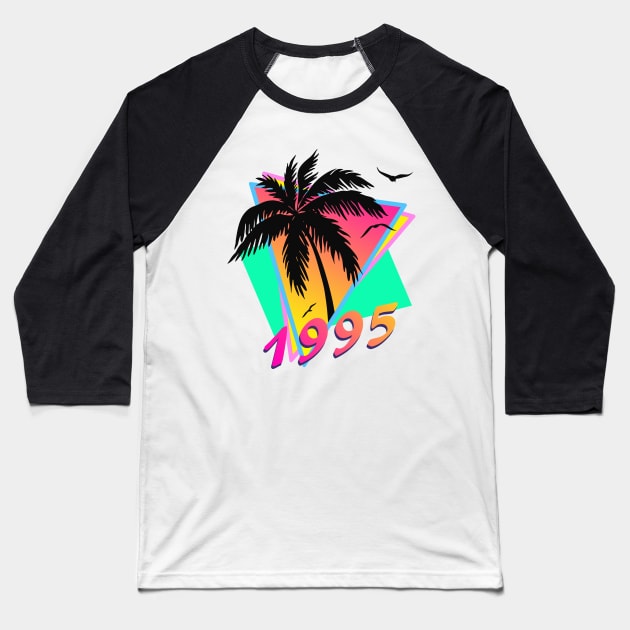 1995 Tropical Sunset Baseball T-Shirt by Nerd_art
